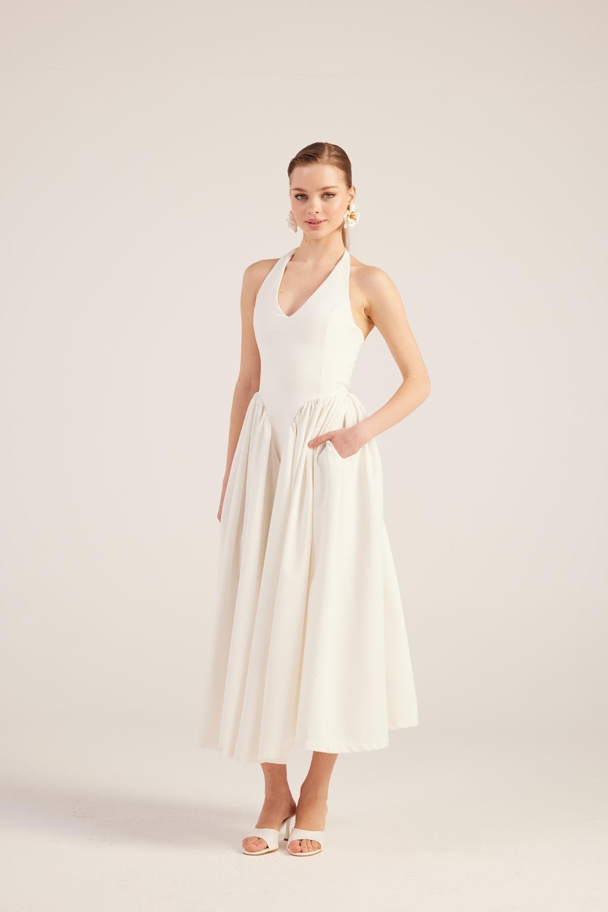 Ophelia Women's White Princess Style Off-the-Shoulder Maxi Dress