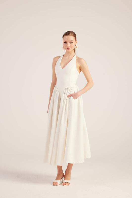 Ophelia Women's White Princess Style Off-the-Shoulder Maxi Dress