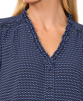 Women's Ruffled V-Neck Button-Front Blouse