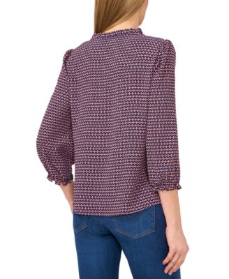 Women's Ruffled V-Neck Button-Front Blouse