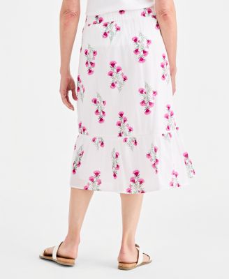 Women's Floral-Print Pull-On Midi Skirt