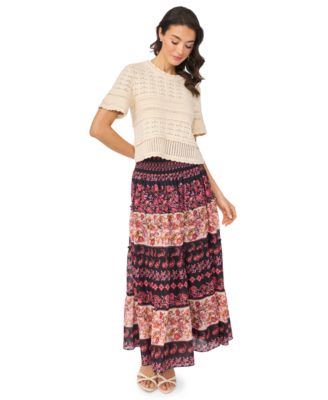 Women's Tiered Smock Waist Maxi Skirt