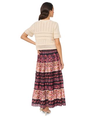 Women's Tiered Smock Waist Maxi Skirt