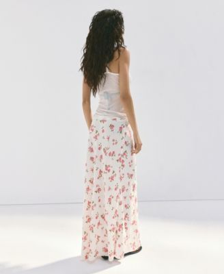MANGO Women's Floral-Print A-Line Maxi Skirt