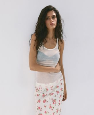 MANGO Women's Floral-Print A-Line Maxi Skirt