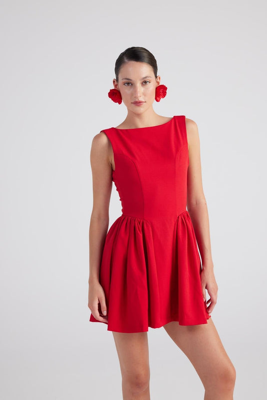 Alena Women's Pleated Skirt Mini A-Line Dress