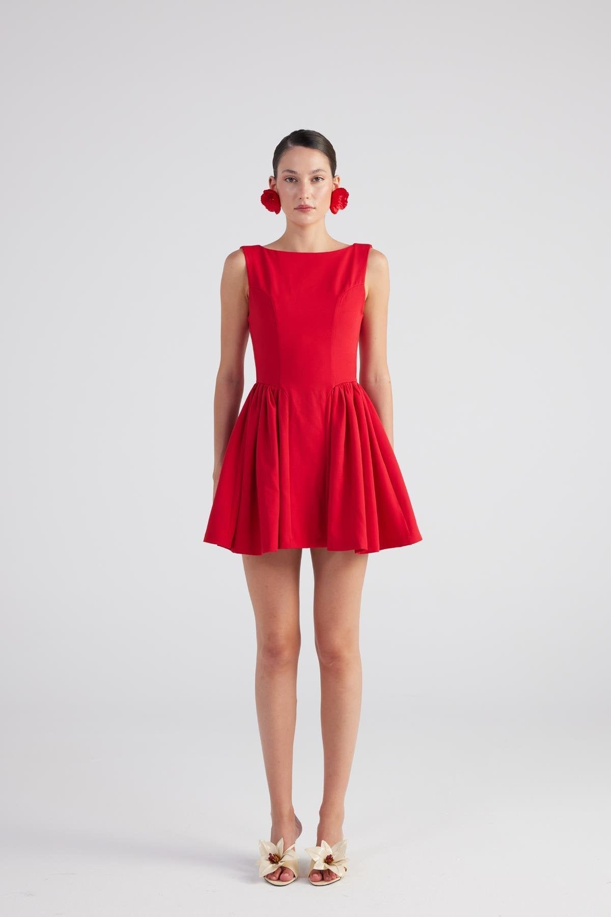 Alena Women's Pleated Skirt Mini A-Line Dress
