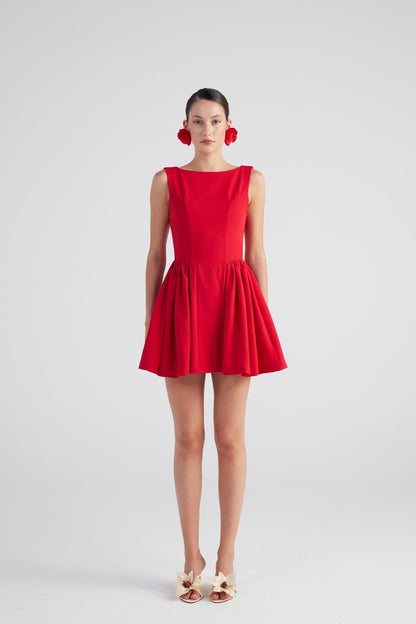 Alena Women's Pleated Skirt Mini A-Line Dress