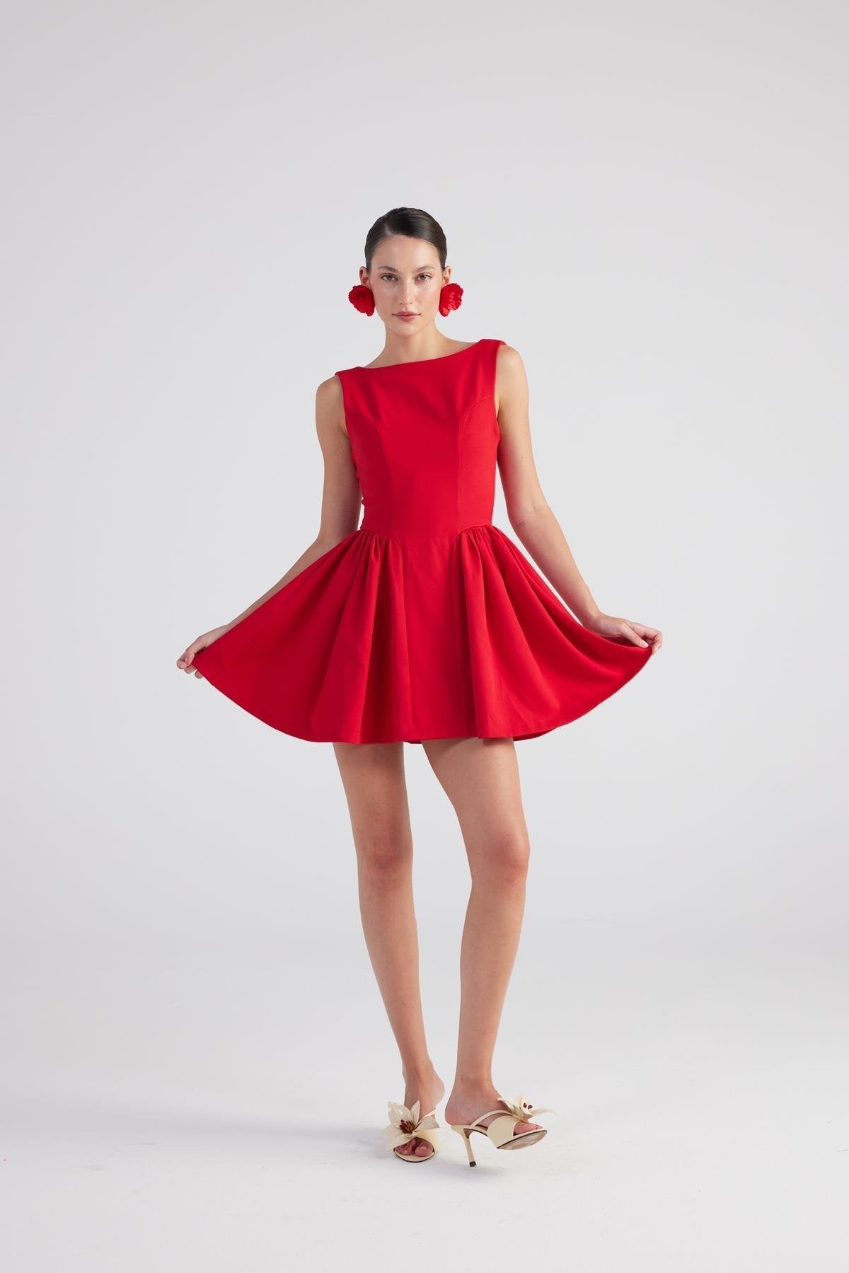 Alena Women's Pleated Skirt Mini A-Line Dress