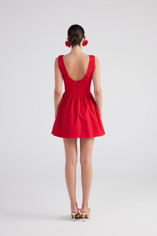 Alena Women's Pleated Skirt Mini A-Line Dress