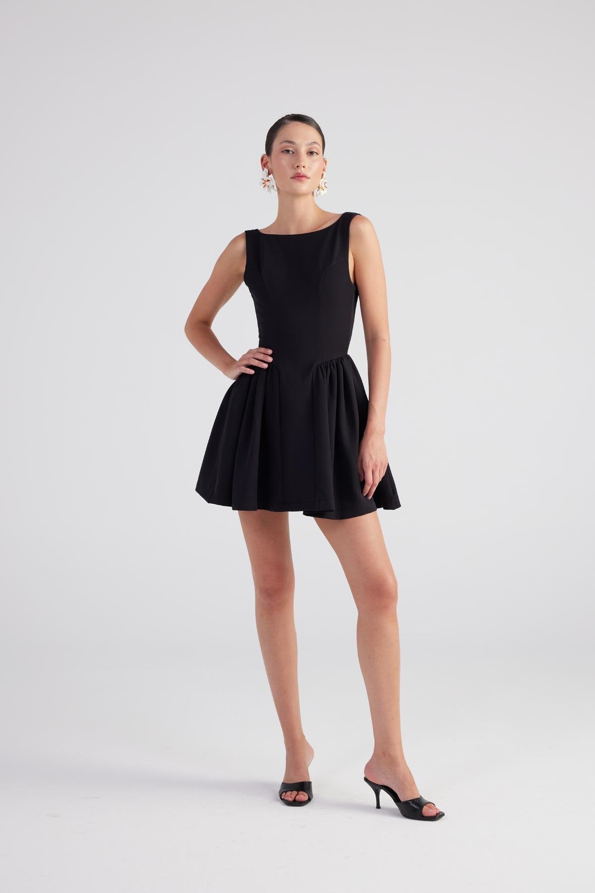 Alena Women's Pleated Skirt Mini A-Line Dress