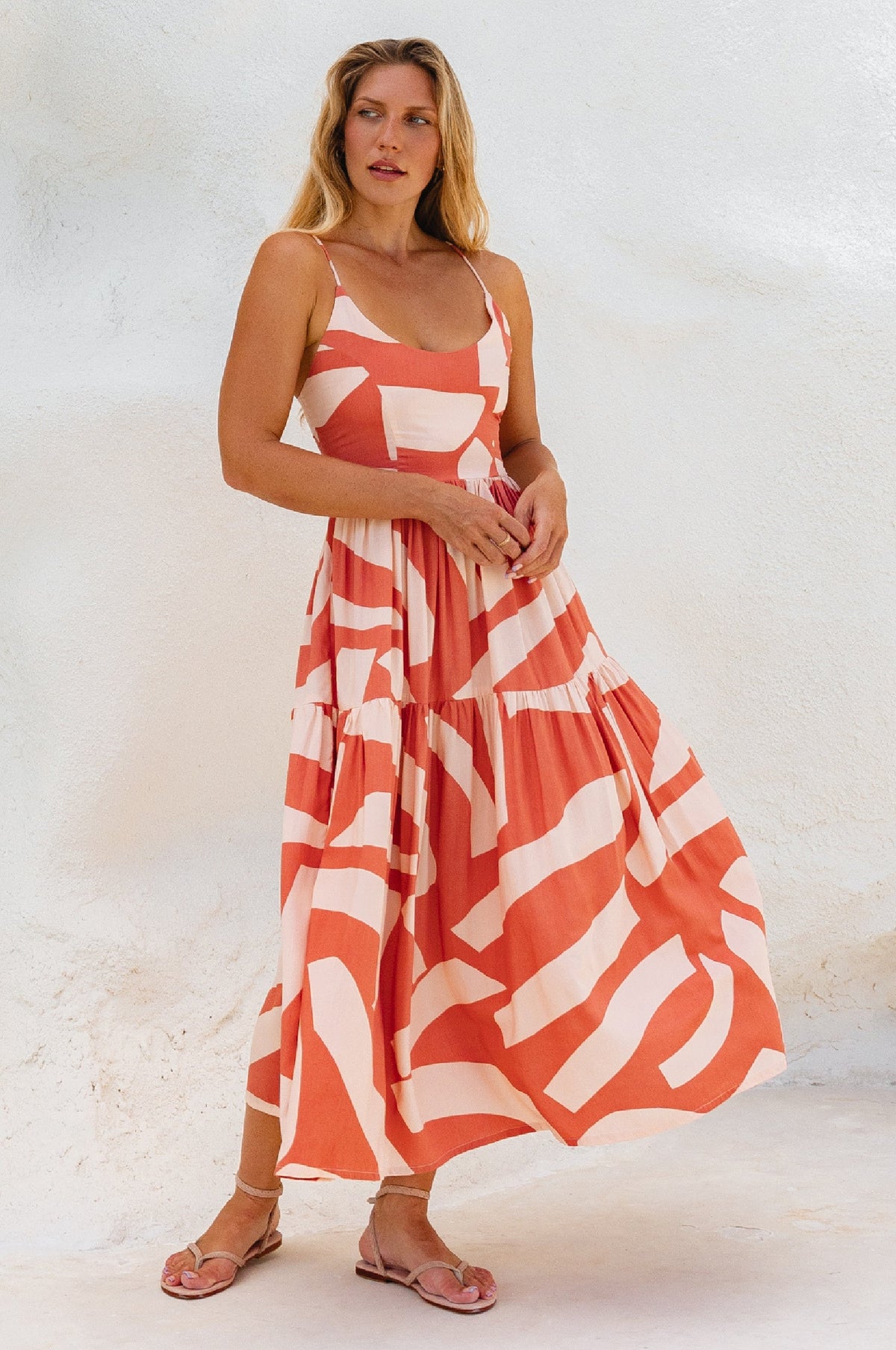Sea Dreamer Women's Strappy Tiered Midi Dress