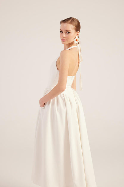 Ophelia Women's White Princess Style Off-the-Shoulder Maxi Dress