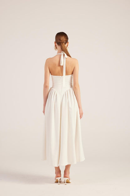 Ophelia Women's White Princess Style Off-the-Shoulder Maxi Dress