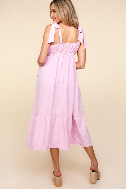 Women's Crochet Lace Ruffle Hem Cami Midi Dress